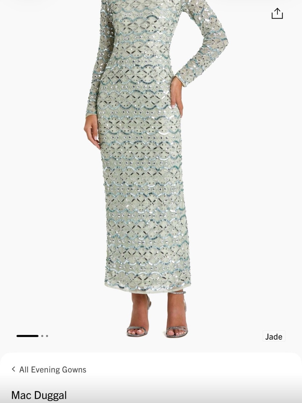 Mac Duggal Embellished Jade and Silver Maxi Skirt